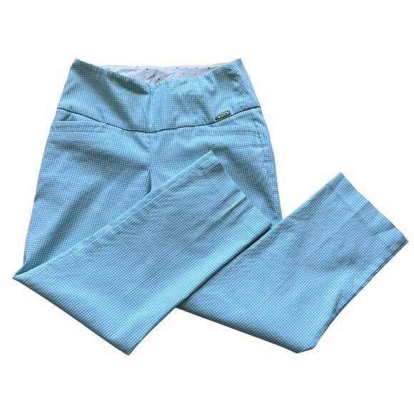 Swing Control Women 4 Gingham Pants Blue White Golf Preppy Made In Canada Office - Picture 7 of 15